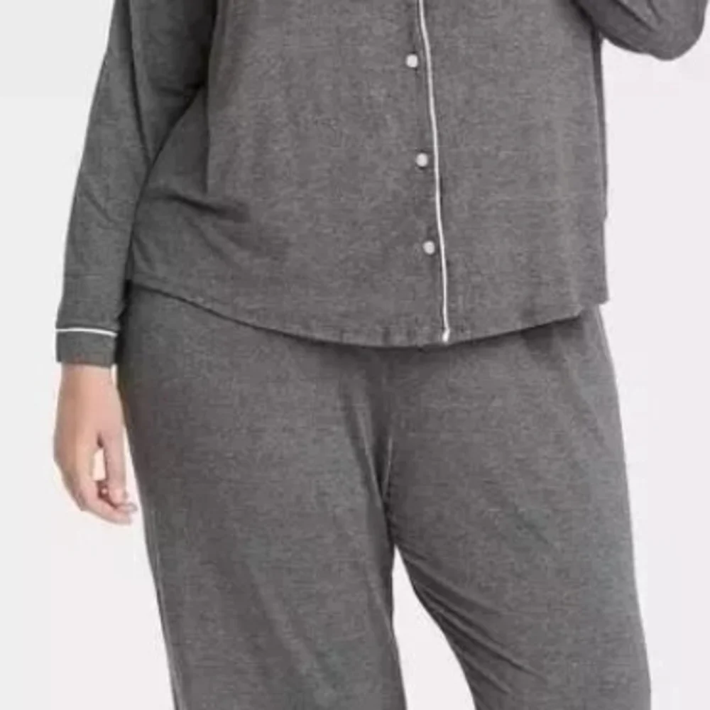Stars Above Gray Pajama Set with White Trim